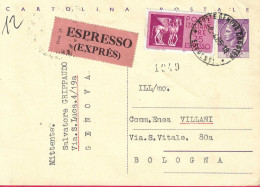 INTERO CARTOLINA POSTALE SIRACUSANA L.25 (+ESPRESSO 75) ESPRESSO DA "POSTE GENOVA COR. DISP*8.4.65*/ESPRESSI" - Express/pneumatic Mail