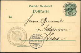 DP IN MAROKKO P 1 BRIEF, 1901, 5 C. Auf 5 Pf. Grün Mit K1 K.D. FELD-POSTSTATION Nr. 2 Und Briefstempel Leichte Mun-Kolon - Maroc (bureaux)