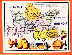 32484 / ⭐ Chromo Carte Géographique Région L'EST Allier-Nievre-Doubs-Jura-Ain-Cote Or Cirage LION NOIR 10x13 - Geografía