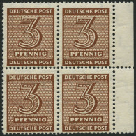 WEST-SACHSEN 126Yd VB **, 1948, 3 Pf. Orangebraun, Wz. 1Y, Randviererblock, Pracht, Gepr. Ströh, Mi. 120.- - Otros & Sin Clasificación