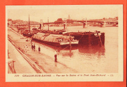 32248 / ⭐ CHALON-SUR-SAONE (71) Battellerie Péniche KAKI 1917 Vue Sur La SAONE Et Pont Jean RICHARD LEVY-NEURDEIN 110 - Chalon Sur Saone