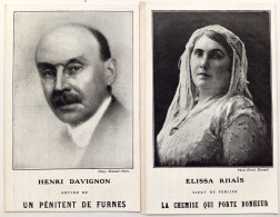 Ephemera / Carte Postale, Image Publicitaire / Plon / Henri Manuel / Henri DAVIGNON, Elissa RHAÏS / LOT DE 2 CARTES. - Scrittori