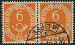 BUNDESREPUBLIK 126  Paar O, 1951, 6 Pf. Posthorn Im Waagerechten Paar, Normale Zähnung, Pracht, Mi. 140.- - Used Stamps