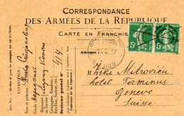 FRANCE.1917.C.P.F.M."CROIX-ROUGE SERBE" POUR GENEVE (SUISSE).CENSURE.OBLIT. "BOUCHON". - Guerra De 1914-18