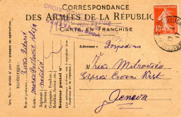 FRANCE. 1917.C.P.F.M."CROIX-ROUGE SERBE" POUR GENEVE (SUISSE).CENSURE - Oorlog 1914-18