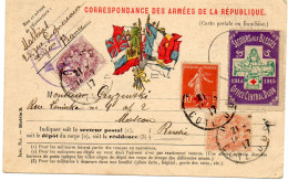 FRANCE.1917. RARE.POUR LA RUSSIE. CENSURE. T.P.SEMEUSE USAGE INTERDIT POUR L'ETRANGER. - Guerra De 1914-18