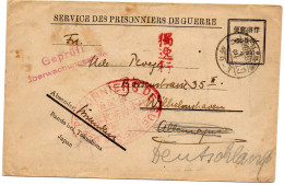 JAPON.1919. RARE.  PRISONNIER DE GUERRE ALLEMAND/CAMP DE BANDO (JAPON). DOUBLE CENSURE POUR ALLEMAGNE - Brieven En Documenten