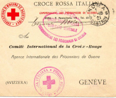 ITALIE. 1918.L.S. COPIE TELEGRAMME CROIX-ROUGE ITALIENNE POUR GENEVE (SUISSE). - Correo Militar (PM)