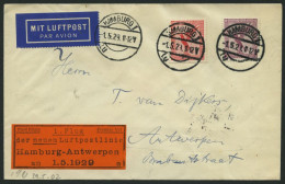 ERST-UND ERÖFFNUNGSFLÜGE 29.5.02 BRIEF, 1.5.1929, Hamburg-Antwerpen, Prachtbrief - Zeppelines