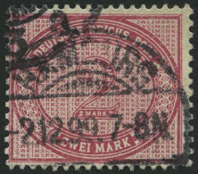 Dt. Reich 37f O, 1899, 2 M. Lilakarmin, üblich Gezähnt Pracht, Gepr. Wiegand, Mi. 50.- - Gebruikt