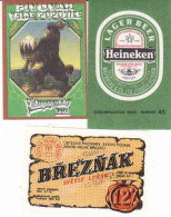 Czech Republic, 3 Matchbox Labels, Beer Heineken, Velkopopovický Kozel A Březňák 12%, Brewery Velké Popovice - Luciferdozen - Etiketten