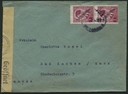 SERBIEN 5  Paar BRIEF, 1941, 2 D. Lilakarmin Im Senkrechten Paar Mit Zensurstreifen Auf Bedarfsbrief, Feinst - Occupazione 1938 – 45