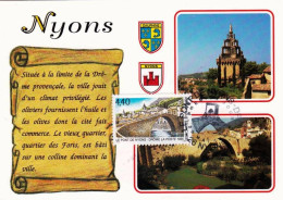 26 - Drome - NYONS - La Tour Randonne - Le Pont Sur L'Eygues - Cachet Premier Jour - Nyons