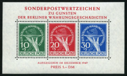BERLIN Bl. 1II **, 1949, Block Währungsgeschädigte, Beide Abarten, Pracht, R!, Mi. 2500.- - Blocks & Kleinbögen
