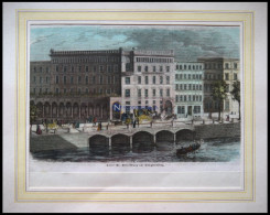 HAMBURG: Hotel St. Petersburg A, Jungfernstieg, Kolorierter Holzstich Um 1880 - Estampes & Gravures