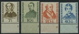 BUNDESREPUBLIK 222-25 **, 1955, Helfer Der Menschheit Vom Unterrand Mit Bogennummern, Prachtsatz - Nuovi