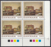 DÄNEMARK  961, 4erBlock Eckrand Mit Farbquadraten, Postfrisch **, Gemälde, 1989 - Unused Stamps