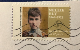 Rare Variété Bande Pho à Gauche (au Lieu De Droite) Par Variété De Découpe. Timbre Nelly BLY. 2024 - Covers & Documents