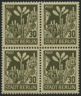 BERLIN UND BRANDENBURG 7Ab VB **, 1945, 30 Pf. Schwärzlichbraunoliv, Im Viererblock, Pracht, Gepr. Dr. Jasch, Mi. 160.- - Berlín & Brandenburgo