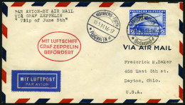 ZEPPELINPOST 107Ba BRIEF, 1931, Fahrt Nach Nürnberg, Auflieferung Fr`hafen, Frankiert Mit 2 RM Südamerikafahrt, Prachtbr - Zeppeline