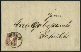 ÖSTERREICH 14Ia BRIEF, 1859, 10 Kr. Braun, Type I, Auf Brief Von WIEN Nach Scheibbs, Pracht - Oblitérés