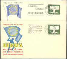 BUNDESREPUBLIK 294 BRIEF, 1958, 10 Pf. Europa, Mit Wz., 2 Verschiedene Sonderbelege, Pracht - Sonstige & Ohne Zuordnung