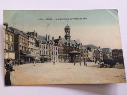 Carte Postale Ancienne (1911) Mons  La Grand’Place Et L’Hôtel De Ville - Mons