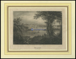 USA: St. Louis Am Mississippi, Gesamtansicht Von Der Seeseite, Stahlstich Von B.I. Um 1840 - Litografia