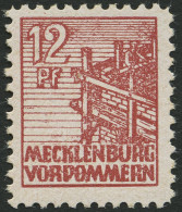 MECKLENBURG-VORPOMMERN 36xc **, 1946, 12 Pf. Lebhaftbraunrot, Kreidepapier, Pracht, Gepr. Thom, Mi. 200.- - Autres & Non Classés