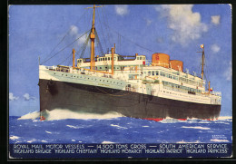 Künstler-AK Kenneth Shoesmith: Royal Mail Motor Vessels, South American Service, Passagierschiff  - Steamers