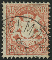 BAYERN 27Xb O, 1870, 18 Kr. Dkl`ziegelrot, Wz. Enge Rauten, Feinst, Gepr. Stegmüller, Mi. 240.- - Usados