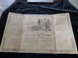 VP-108 , Diplôme De Maître , La Grande Loge De France, 1905, Franc-Maçon - Diplômes & Bulletins Scolaires