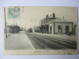 Cpa...Carentan...(manche)...la Gare...1905...animée...(locomotive..train)... - Carentan