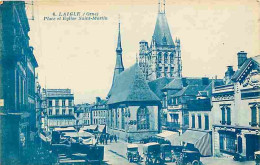 61 - Laigle - Place Et Eglise Saint Martin - Animé - CPA - Voir Scans Recto-Verso - L'Aigle