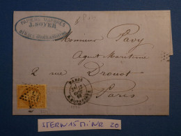 DP15 FRANCE LETTRE 1866 ETOILE  DE PARIS N°15  A  PARIS  +  N°21   ++ AFF. INTERESSANT+++ - 1849-1876: Classic Period