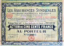 Les Assurances Syndicales Des Grands Groupements Régionaux - Toulouse - 1926 - Banco & Caja De Ahorros