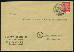 WEST-SACHSEN 119Y BRIEF, 1945, 12 Pf. Lebhaftkarminrot, Wz. 1Y, Auf Fernbrief, Pracht - Otros & Sin Clasificación