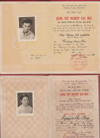 North VIETNAM  CERTIFICATE GRADUATE UNIVERSITY  In 2 Booklets  Réf LT34 - Diplômes & Bulletins Scolaires