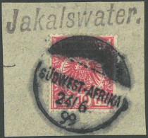 DSWA M 47d BrfStk, 1899, 10 Pf. Lebhaftlilarot, Wanderstempel JAKALSWATER, Prachtbriefstück, Gepr. Jäschke-L. - Deutsch-Südwestafrika