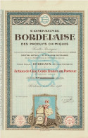 Titre De 1924 - Compagnie Bordelaise Des Produits Chimiqes - Belle Présrentation Art Nouveau - Blanco - Industrial