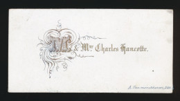 CARTE DE VISITE. 80 X 40 MM.  = Mr CHARLES HANCOTTE  2 SCANS - Porcelana