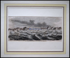BREMEN: Die Überschwemmung, Kolorierter Holzstich Um 1880 - Stiche & Gravuren