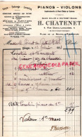 87- LIMOGES- FACTURE H. GALLON & CHATENET -MUSIQUE PIANO - VIOLON-4 RUE DANIEL LAMAZIERE- PLACE PREFECTURE*1923 - Artesanos