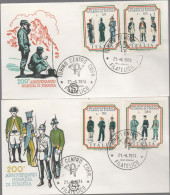 ITALIA - ITALIE - ITALY - 1974 - Bicentenario Della Guardia Di Finanza - 2x FDC Filagrano - FDC