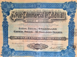 S.A. Trust Commercial Et Colonial - Action De Capital De 500 Fr (1928) - Afrique