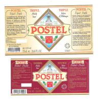 BROUWERIJ DE SMEDT - OPWIJK - POSTEL - DOBBEL - TRIPEL  -  2 BIERETIKETTEN  (BE 043) - Cerveza