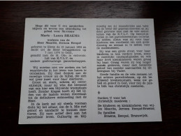 Marie Laura Braems ° Elene 1904 + Gent 1974 X Maurits Jeroom Becqué (Fam: Branswijck) - Obituary Notices