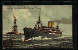 AK Passagierschiff Prinz Friedrich Wilhelm, Passiert Die Freiheitsstatue  - Steamers