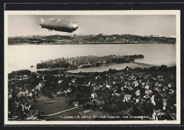 AK Lindau, Zeppelin über Dem Ort Und Hafen  - Airships