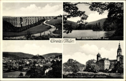 CPA Greiz Im Vogtland, Göltzschtalbrücke, Blick Vom Park Aufs Weiße Kreuz, Oberes Und Unteres Schloss - Autres & Non Classés
